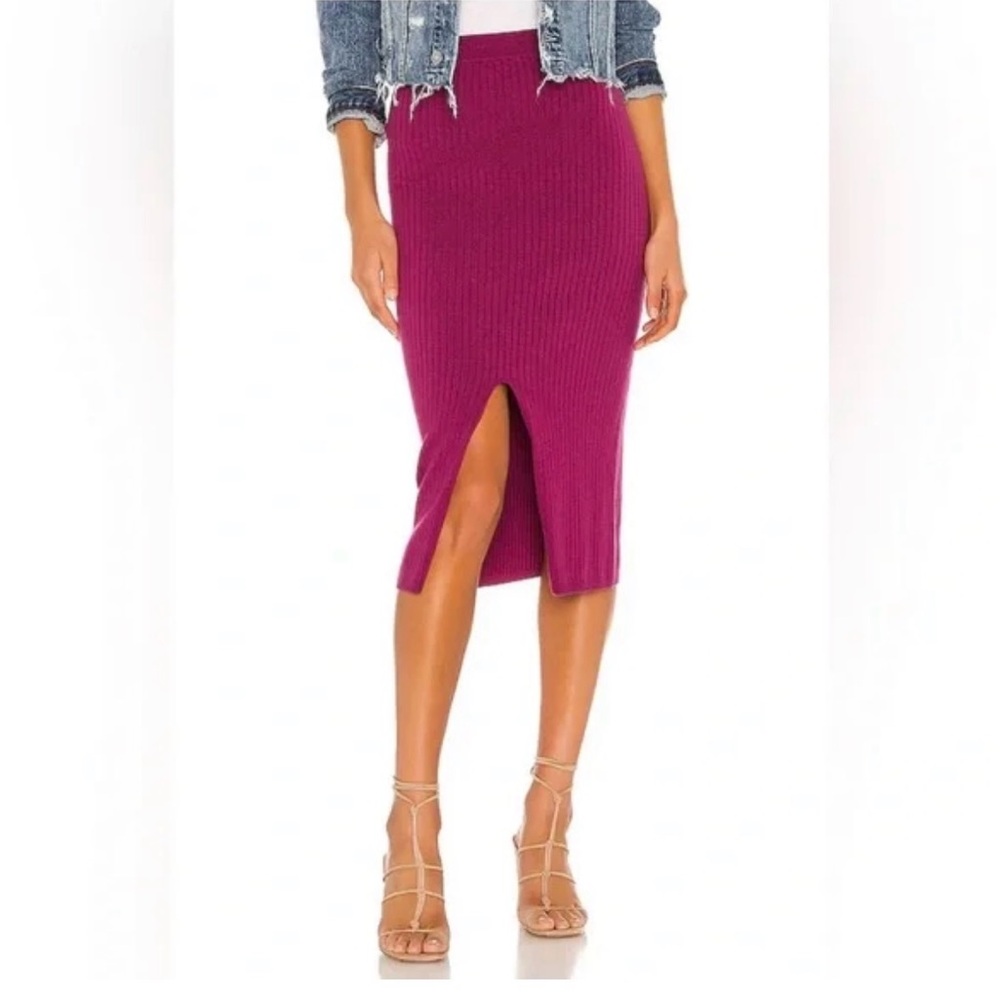 Free People skyline midi fuchsia pink purple Magenta Raspberry Knit Skirt large